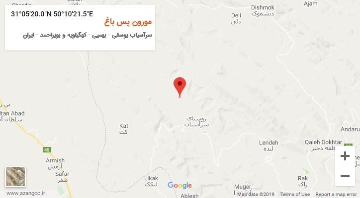 روستای مورون پس باغ بر روی نقشه