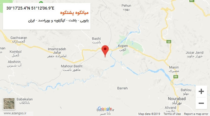 روستای میانکوه پشتکوه بر روی نقشه