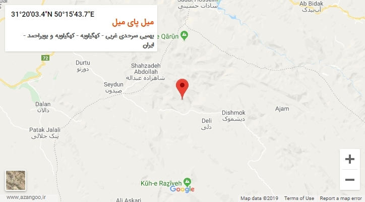 روستای میل پای میل بر روی نقشه