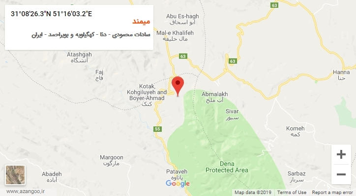 روستای میمند بر روی نقشه