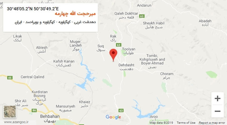 روستای میرحجت الله چهارمه بر روی نقشه