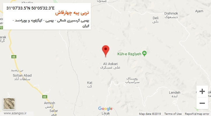 روستای نربی پیه چهارقاش بر روی نقشه