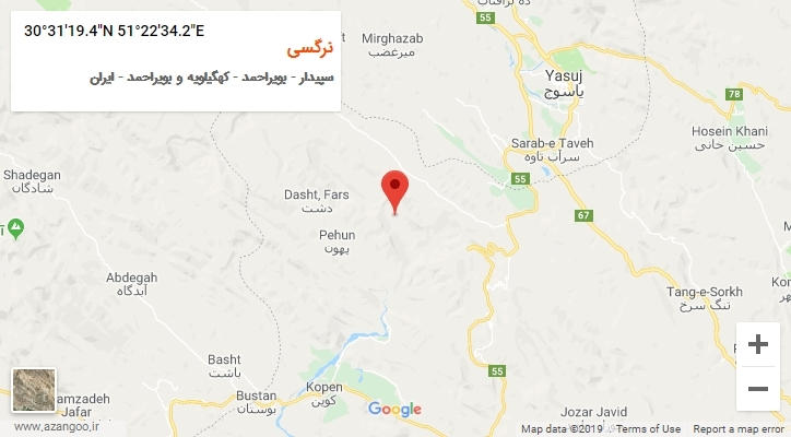 روستای نرگسی بر روی نقشه