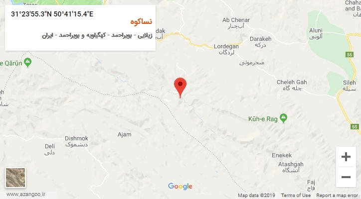 روستای نساکوه بر روی نقشه
