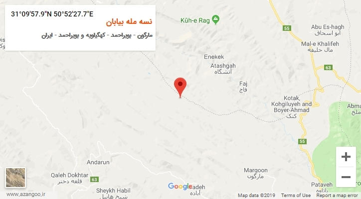 روستای نسه مله بیابان بر روی نقشه