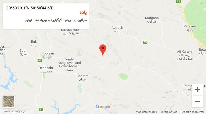 روستای پاده بر روی نقشه