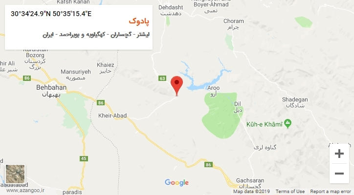 روستای پادوک بر روی نقشه