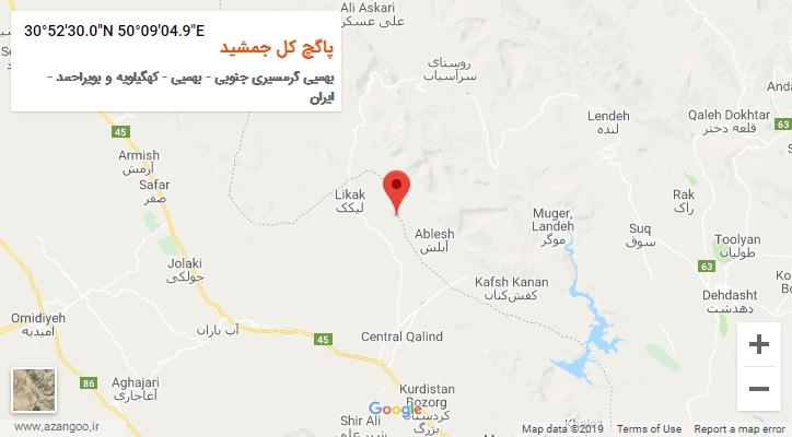 روستای پاگچ کل جمشید بر روی نقشه