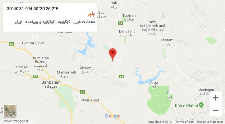 روستای پاپر بر روی نقشه