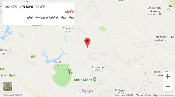 روستای پاپری بر روی نقشه