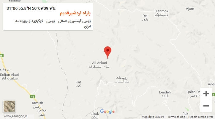 روستای پاراه اردشیرقدیم بر روی نقشه