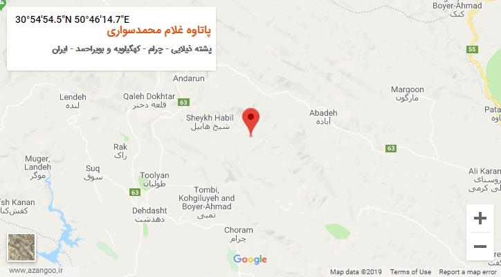 روستای پاتاوه غلام محمدسواری بر روی نقشه