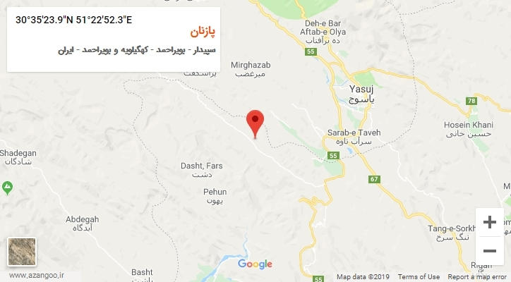 روستای پازنان بر روی نقشه