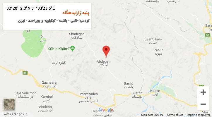 روستای پنبه زارابدهگاه بر روی نقشه