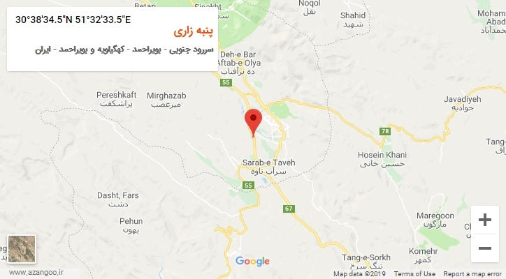 روستای پنبه زاری بر روی نقشه