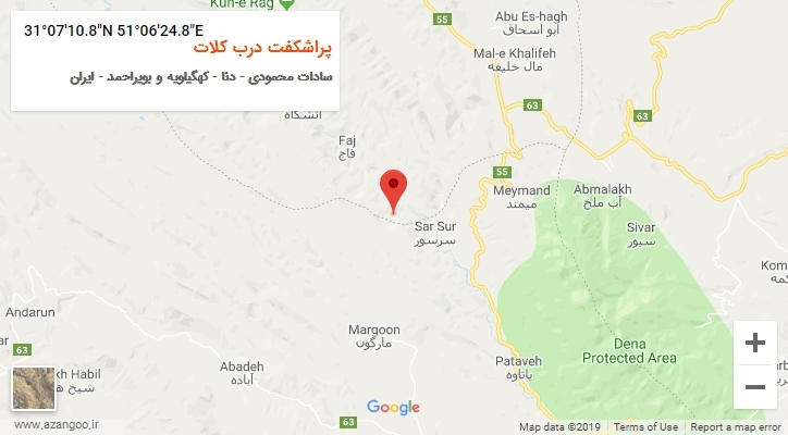 روستای پراشکفت درب کلات بر روی نقشه