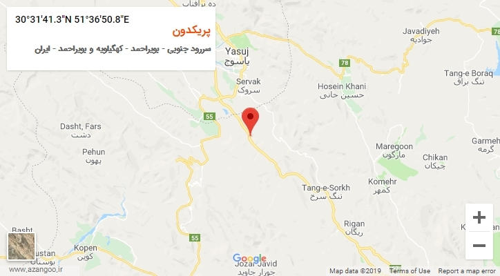 روستای پریکدون بر روی نقشه
