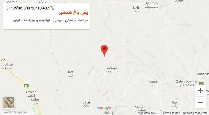 روستای پس باغ شمشیر بر روی نقشه