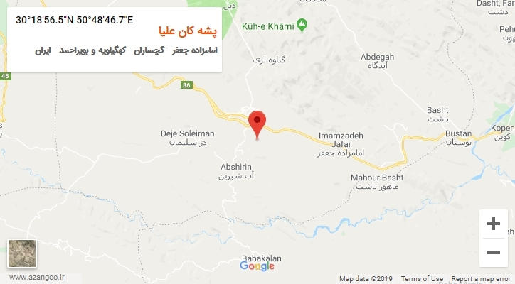 روستای پشه کان علیا بر روی نقشه