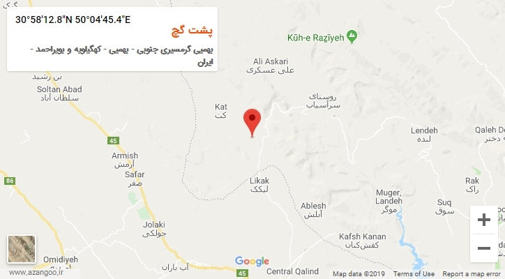 روستای پشت گچ بر روی نقشه
