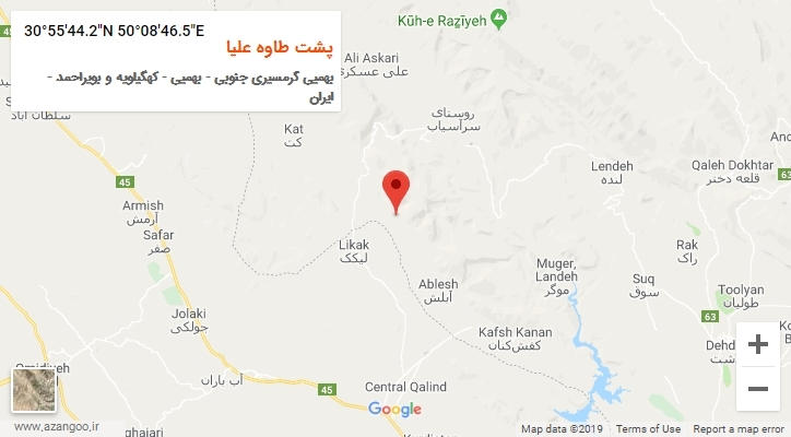 روستای پشت طاوه علیا بر روی نقشه