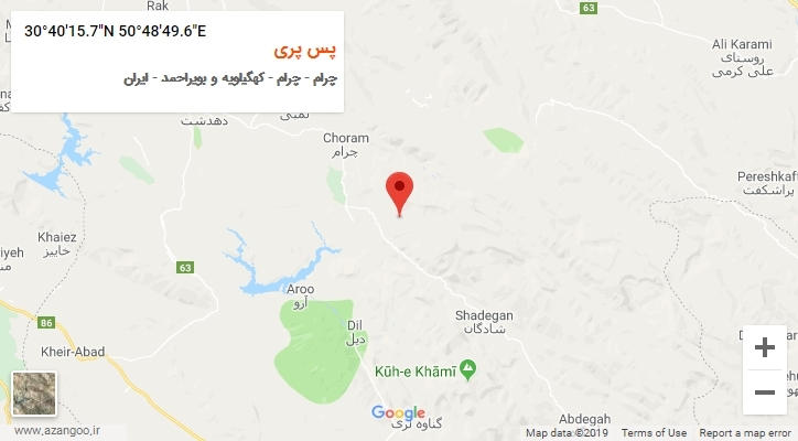 روستای پس پری بر روی نقشه