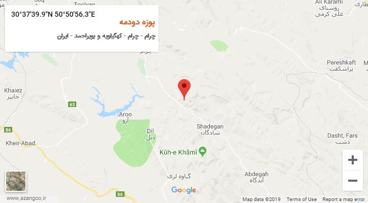 روستای پوزه دودمه بر روی نقشه