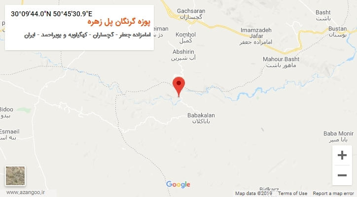 روستای پوزه گرنگان پل زهره بر روی نقشه