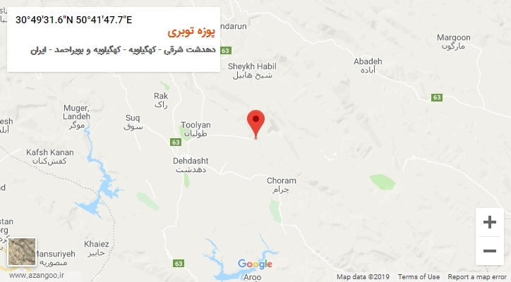 روستای پوزه توبری بر روی نقشه