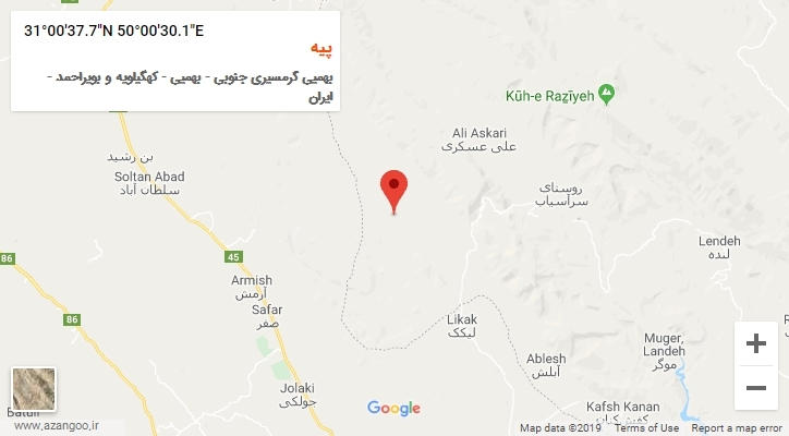 روستای پیه بر روی نقشه