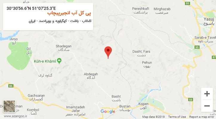 روستای پی کل آب انجیرپیچاب بر روی نقشه