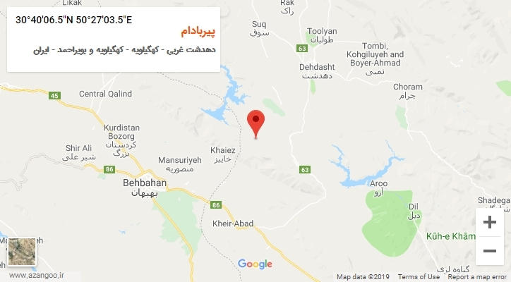 روستای پیربادام بر روی نقشه
