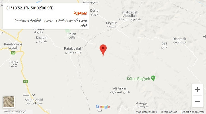 روستای پیرمورد بر روی نقشه