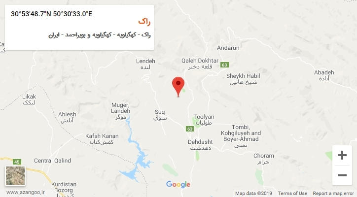 روستای راک بر روی نقشه