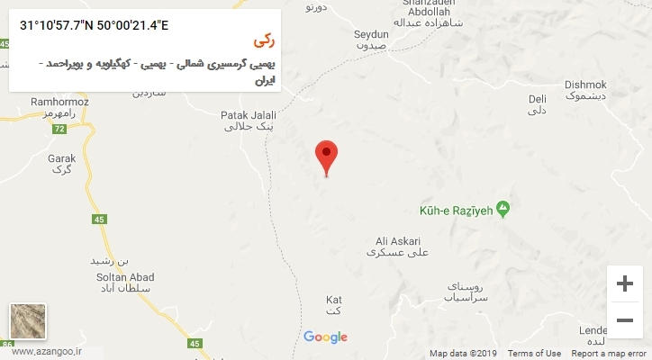 روستای رکی بر روی نقشه