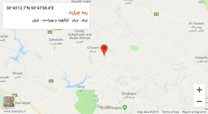 روستای رمه چرارند بر روی نقشه