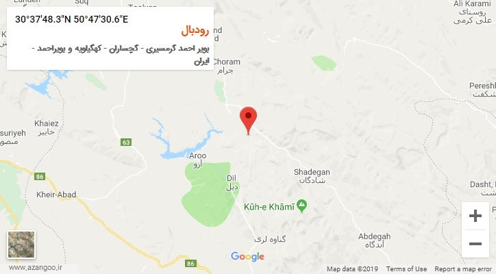 روستای رودبال بر روی نقشه