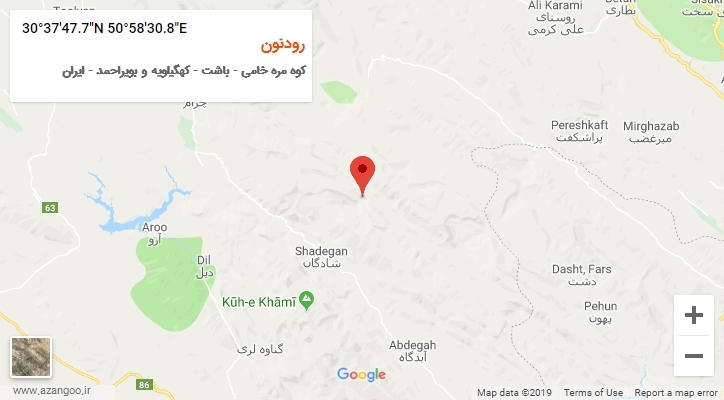 روستای رودنون بر روی نقشه