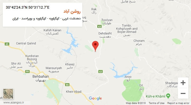 روستای روشن آباد بر روی نقشه