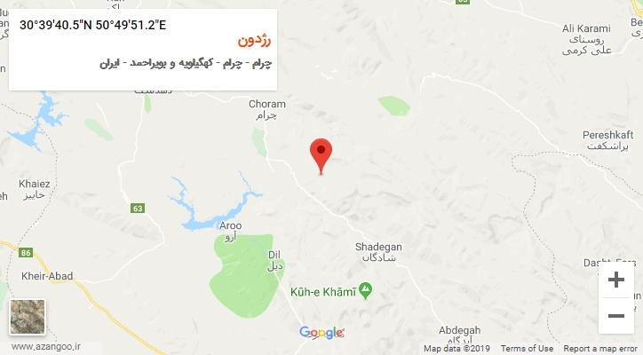 روستای رژدون بر روی نقشه