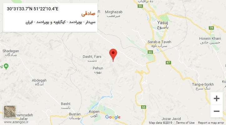 روستای صادقی بر روی نقشه