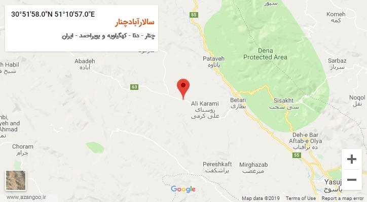 روستای سالارآبادچنار بر روی نقشه