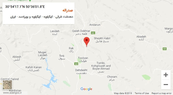 روستای صدراله بر روی نقشه