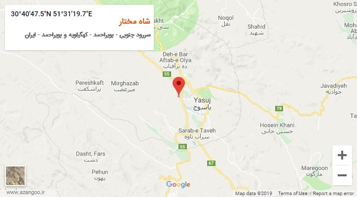 روستای شاه مختار بر روی نقشه
