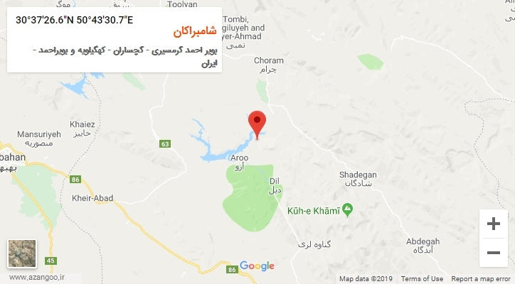 روستای شامبراکان بر روی نقشه