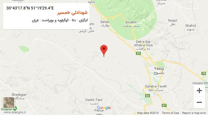 روستای شهدادلی خمسیر بر روی نقشه