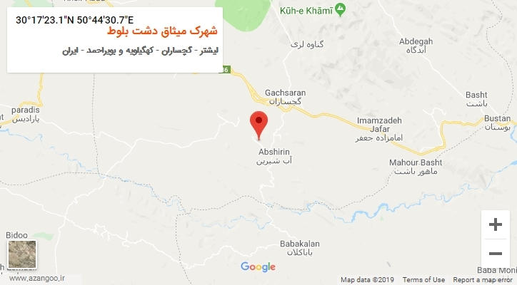 روستای شهرک میثاق دشت بلوط بر روی نقشه