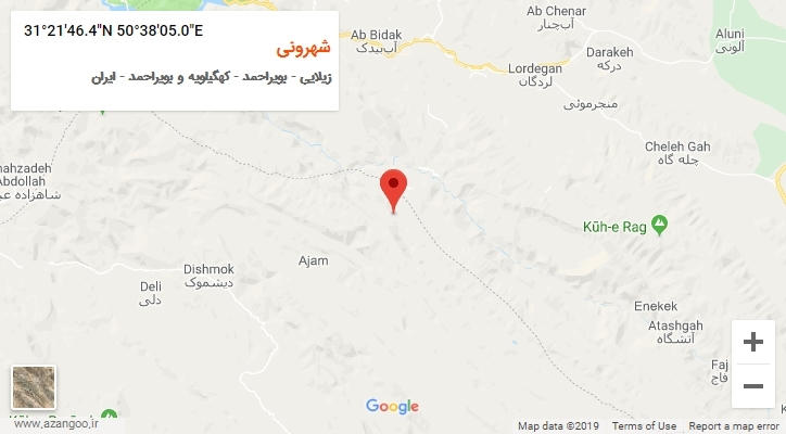 روستای شهرونی بر روی نقشه