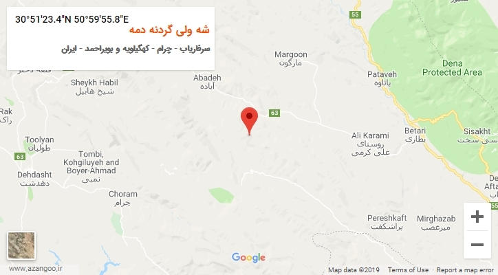 روستای شه ولی گردنه دمه بر روی نقشه