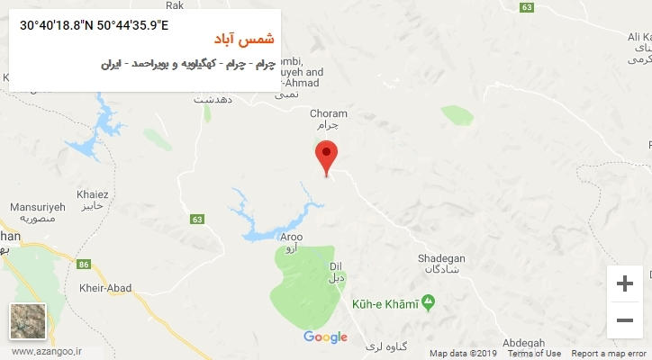 روستای شمس آباد بر روی نقشه
